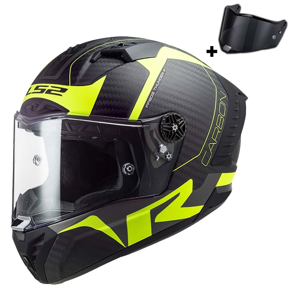 LS2 THUNDER KARBON RACING 1 MAT NEON SARI KASK-M