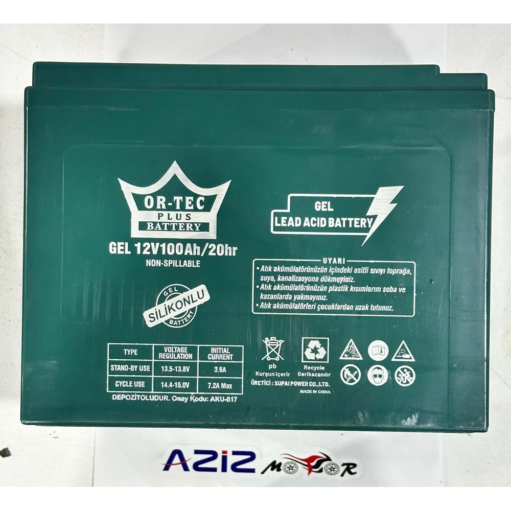12V 100 AMPER ELEKTİRİKLİ MOTOR AKÜSÜ ORTEC