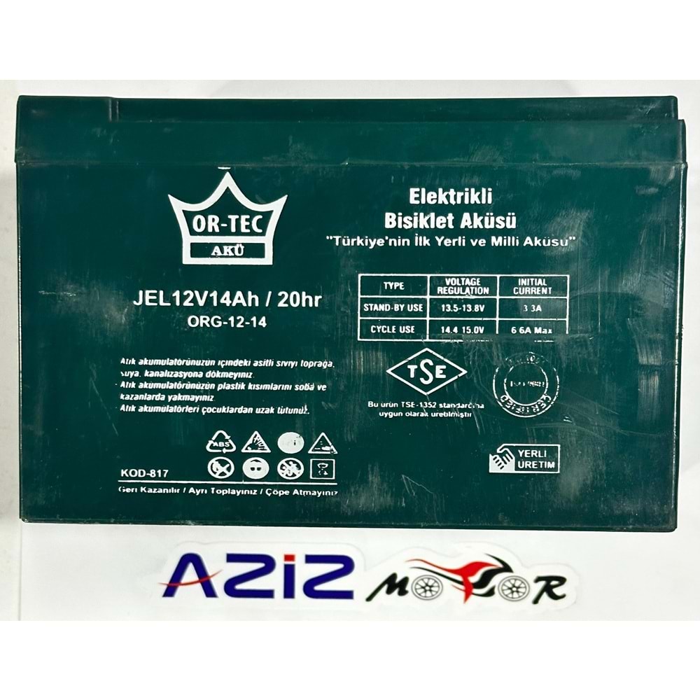 ORTEC 12V 14AH JEL AKÜ