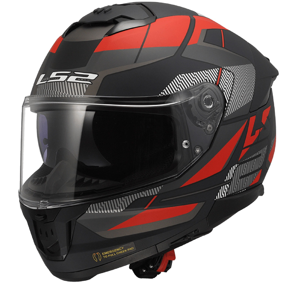 LS2 STREAM 2 ROAD MAT SİYAH-TITANIUM-KIRMIZI KASK M
