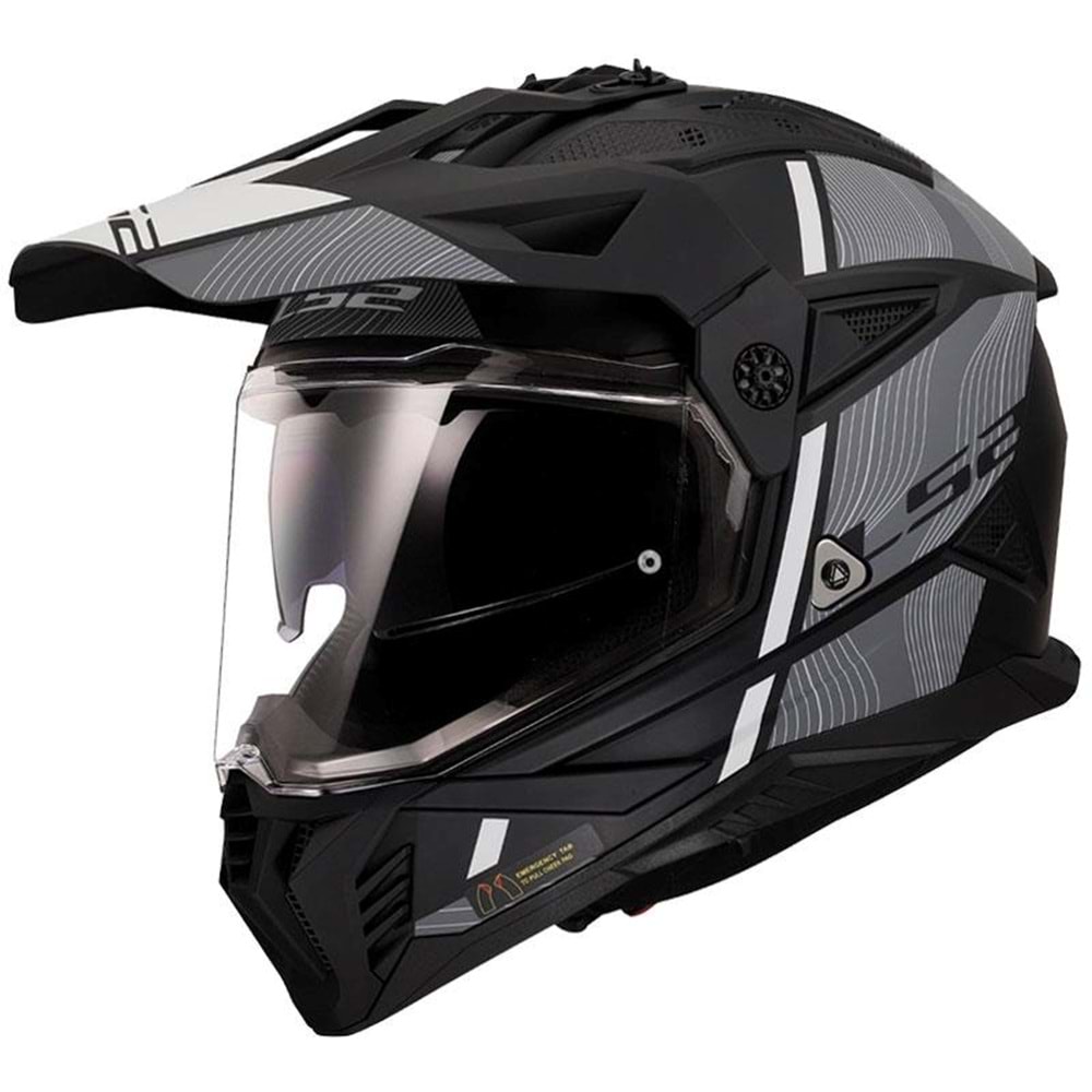 LS2 PIONEER 2 HILL KASK MAT SİYAH BEYAZ L
