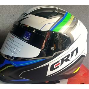 CRN KASK FS-816 BEYAZ/YEŞİL/MAVİ - S