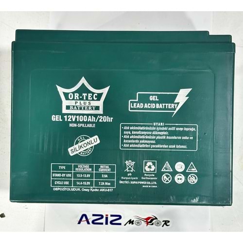 12V 100 AMPER ELEKTİRİKLİ MOTOR AKÜSÜ ORTEC