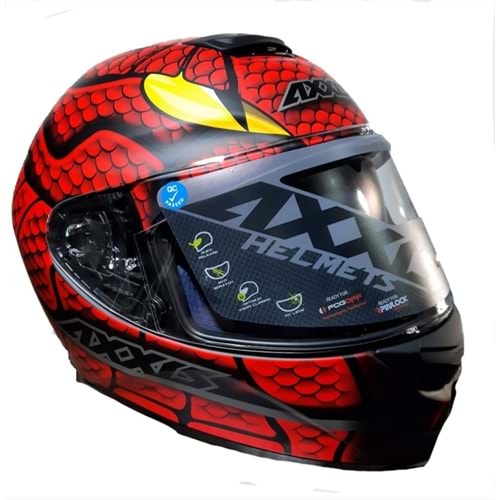 AXXIS KASK ÇENELİ EAGLE SV SNAKE MAT KIRMIZI L