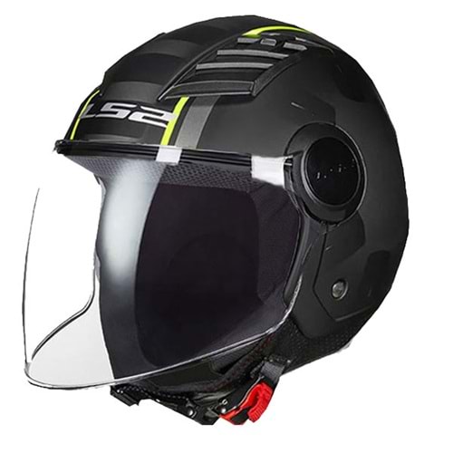 LS2 AIRFLOW PACE MAT SİYAH YEŞİL ÇİZGİLİ KASK M