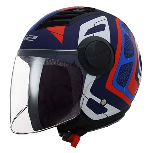LS2 AIRFLOW BEYAZ MAVİ-KIRMIZI YARIM KASK L
