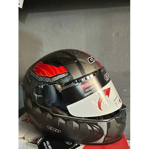 CRN KASK FS-816V MAT GRİ/SİYAH/KIRMIZI - S
