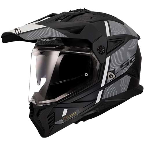 LS2 PIONEER 2 HILL KASK MAT SİYAH BEYAZ L