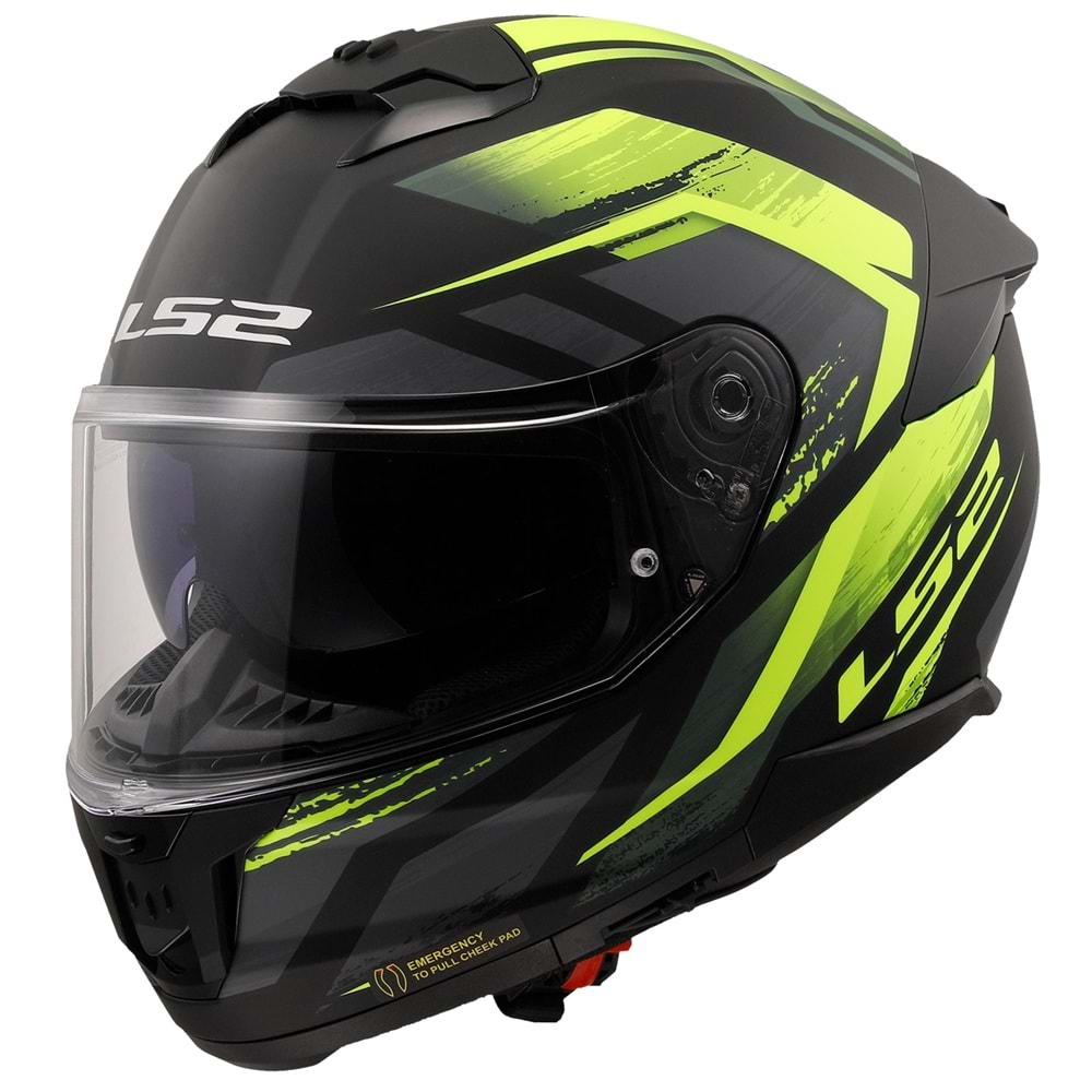 LS2 STREAM 2 FURY (M) MAT SİYAH-GRİ-NEON SARI KASK -
