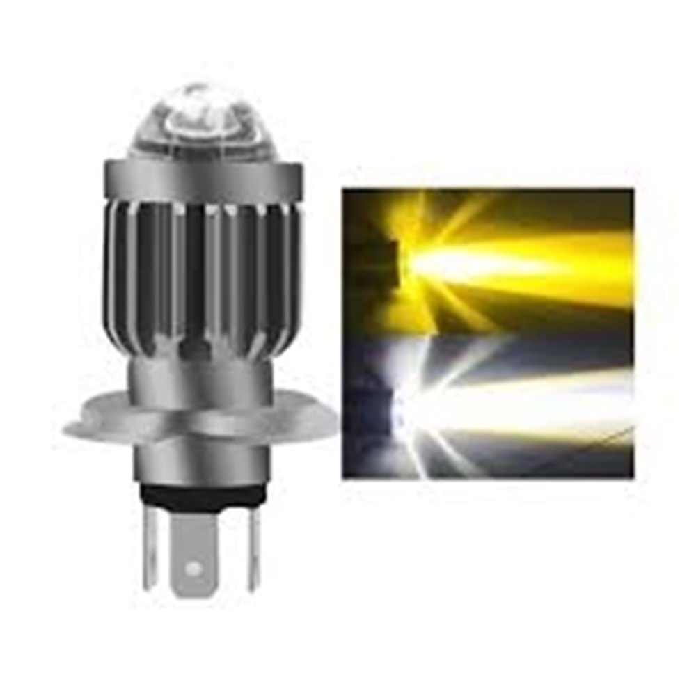 MOTOSİKLET ÖN FAR AMPULU 12V 35-35 H4 TAIYI LED 3 FİŞLİ
