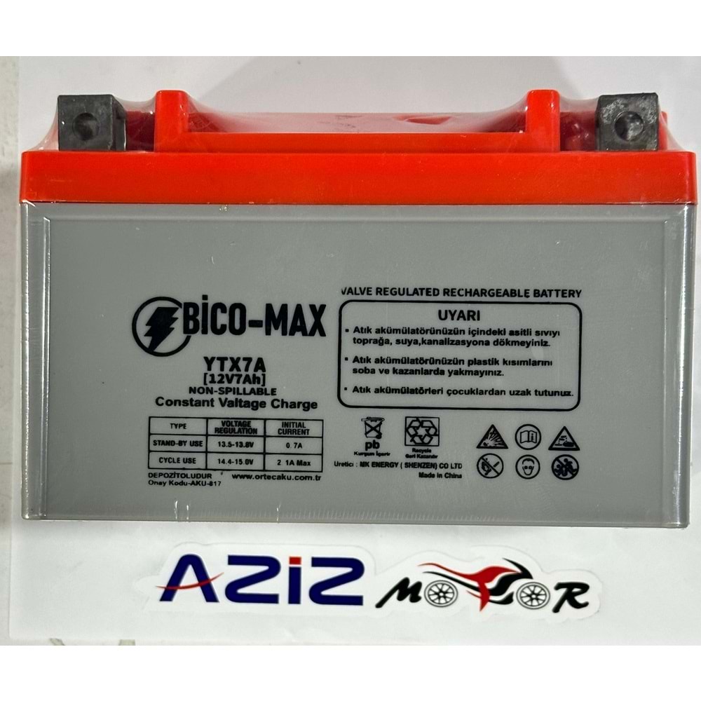 YTX7A 12V-7AH SCOOTER AKÜ BİCOMAX MOTOSİKLET AKÜSÜ