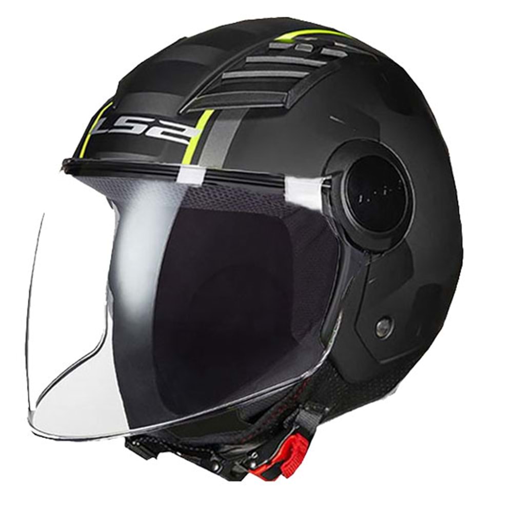 LS2 AIRFLOW PACE MAT SİYAH YEŞİL ÇİZGİLİ KASK M