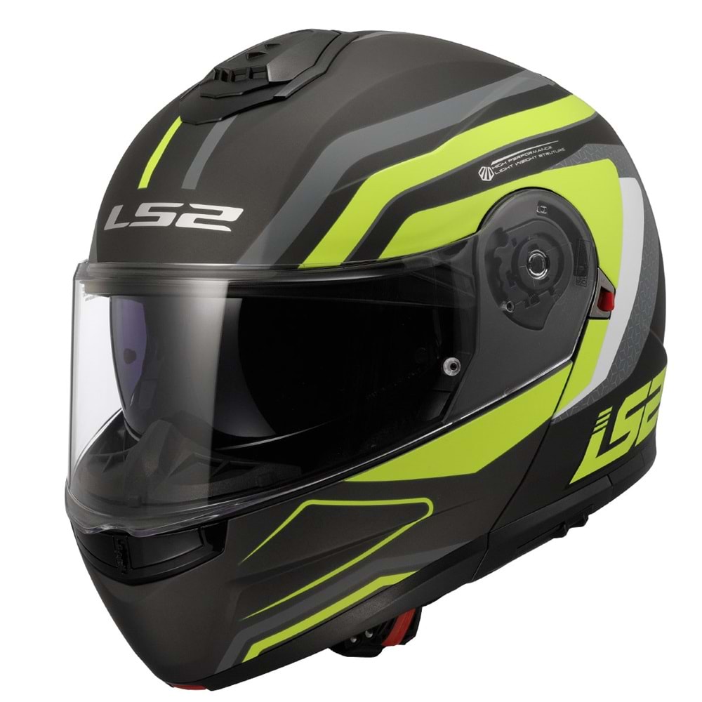 LS2 STROBE 2 PHANTOM MAT TITANIUM-NEON SARI KASK 3XL