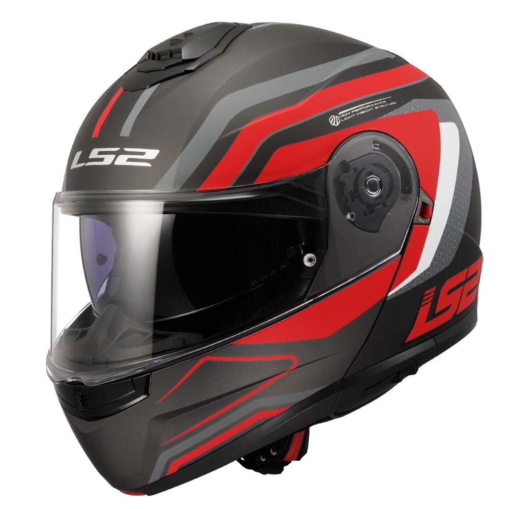 LS2 STROBE 2 PHANTOM MAT TITANIUM-GRİ-KIRMIZI KASK XL