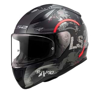 LS2 RAPID 2 CIRCLE MAT SİYAH-KIRMIZI KASK XL