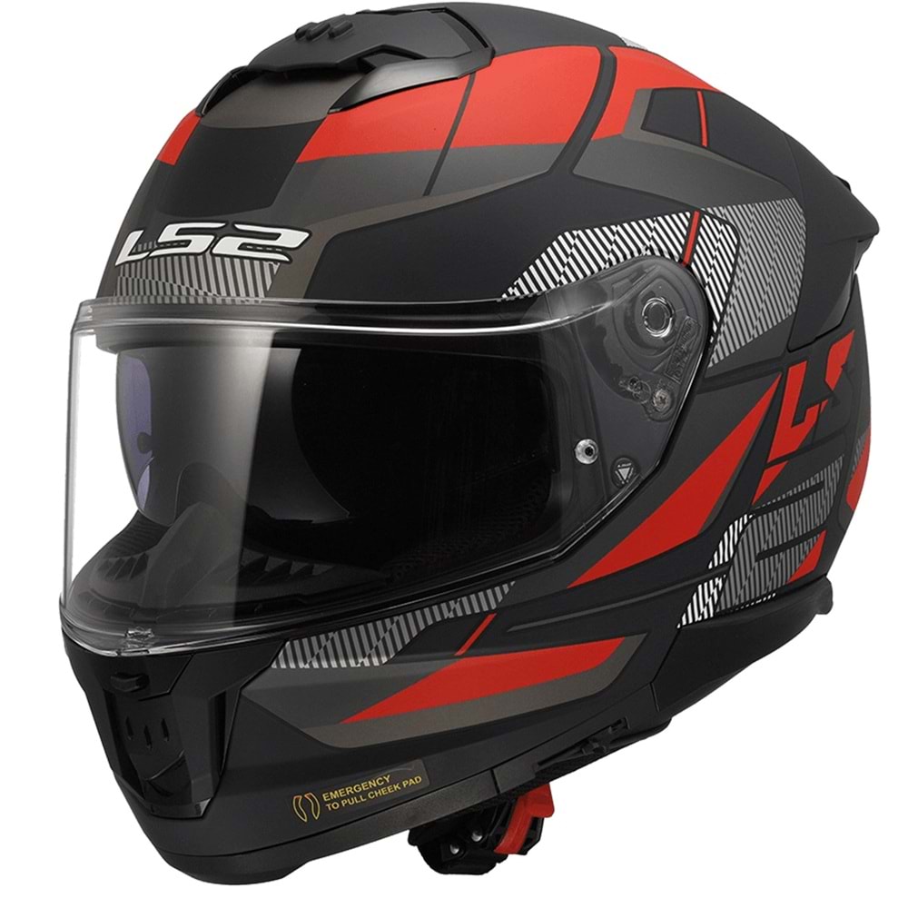 LS2 STREAM 2 ROAD MAT SİYAH-TITANIUM-KIRMIZI KASK XL