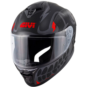 GIVI 50.X BONES MAT SİYAH-KIRMIZI KASK M